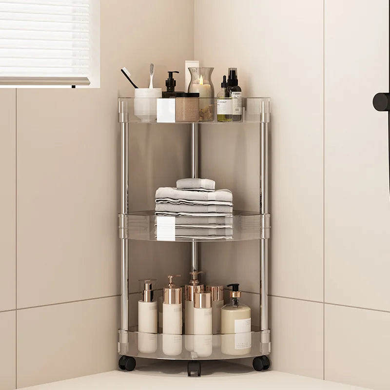 Multi-Layer Bathroom Storage Trolley – Transparent Space-Saving Rack for Home Organization