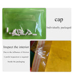 Clear plastic bag with white capsules, labeled for individual packaging and inspection.