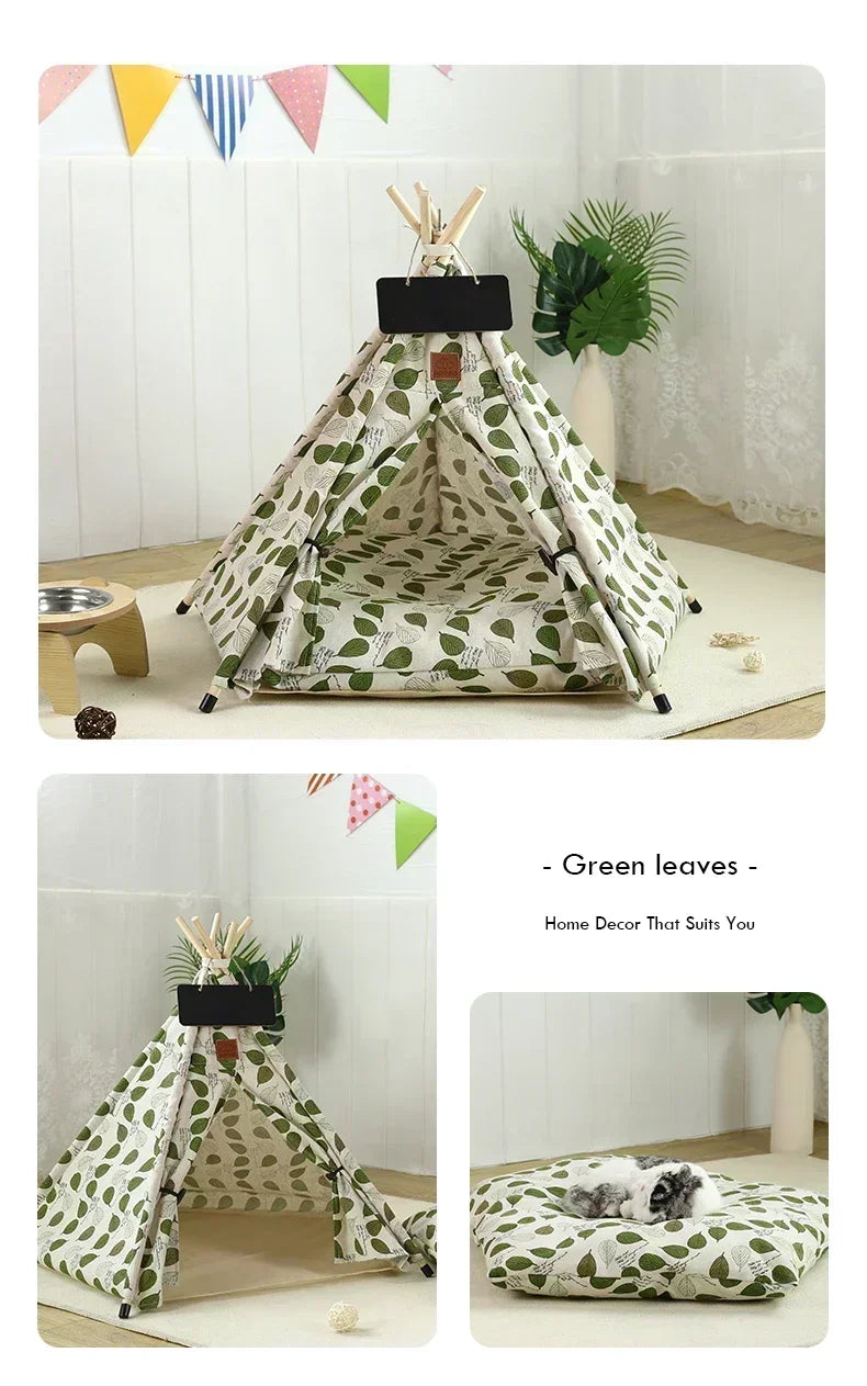 Portable Pet Teepee – Washable Indoor House for Cats and Small Dogs