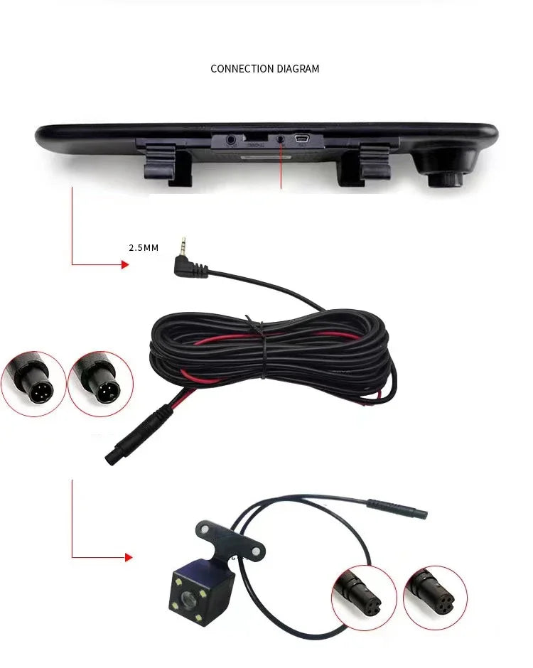 Waterproof 5-Pin Dash Cam – 170° Wide Angle Rear View Camera for Vehicles
