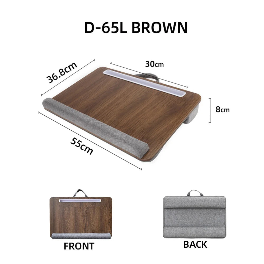 Portable Wooden Laptop Bed Desk – 15 Inch Lap Tray with Cushion for Study