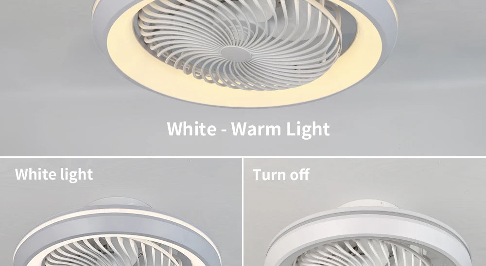 Enclosed Circular Ceiling Fan Light – Remote Controlled for Bedroom Living Room