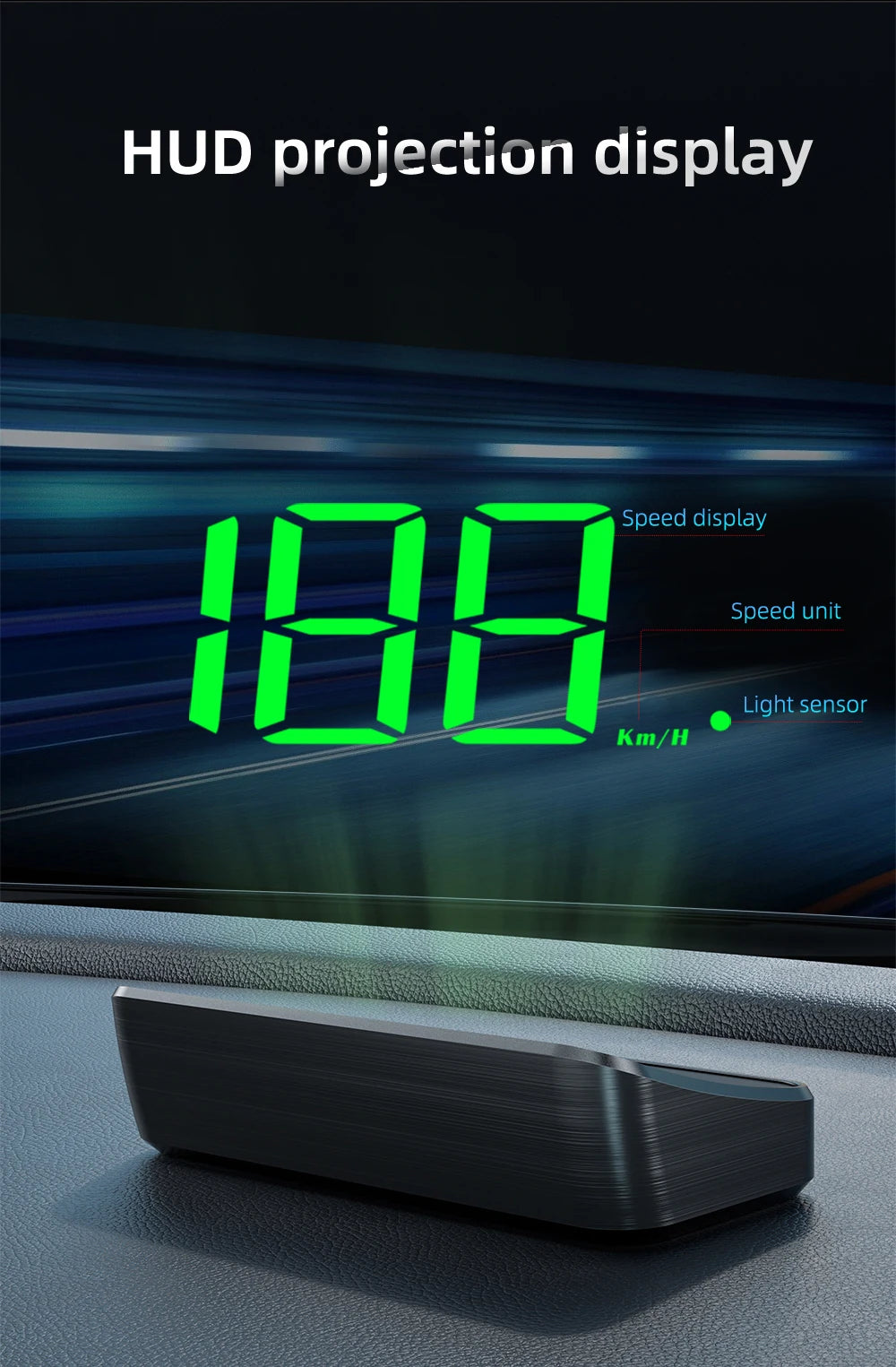 GPS Digital Head Up Display – Windshield Speedometer for Universal Auto