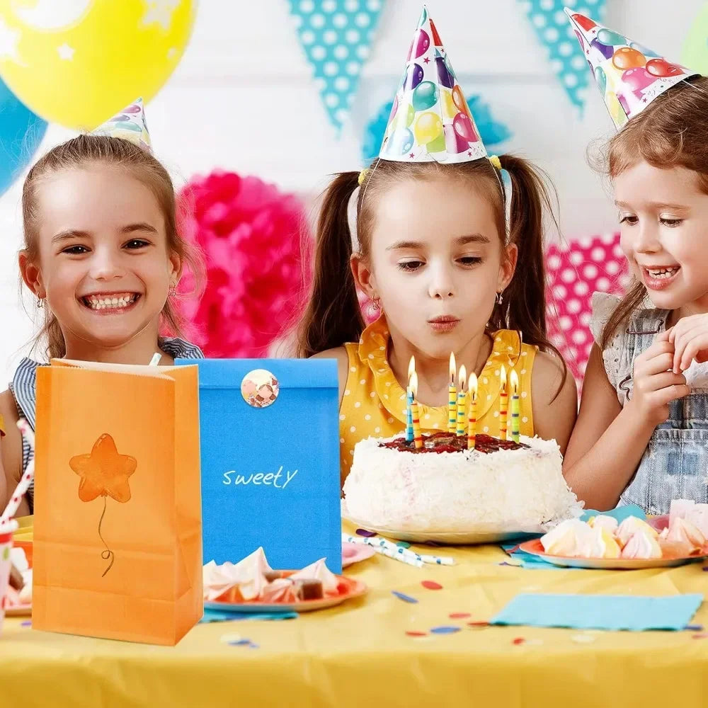 Paper Gift Bags – Small Colored Treat Sacks for Birthday Party Favors