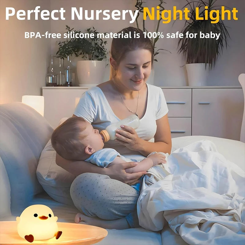Silicone Duck Night Light – Rechargeable LED Bedside Lamp for Nursery