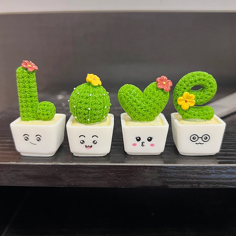 Mini Resin Succulent Cactus Pots – Decorative Plants for Home and Office