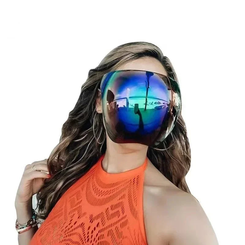 Punk Goggle Face Mask – UV Resistant Oversized Visor for Riding and Cosplay