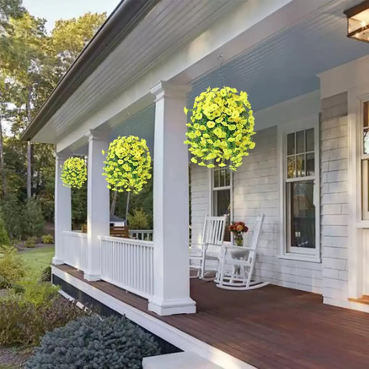 Artificial Morning Glory and Eucalyptus Vine – UV-Resistant Home Wall Decor