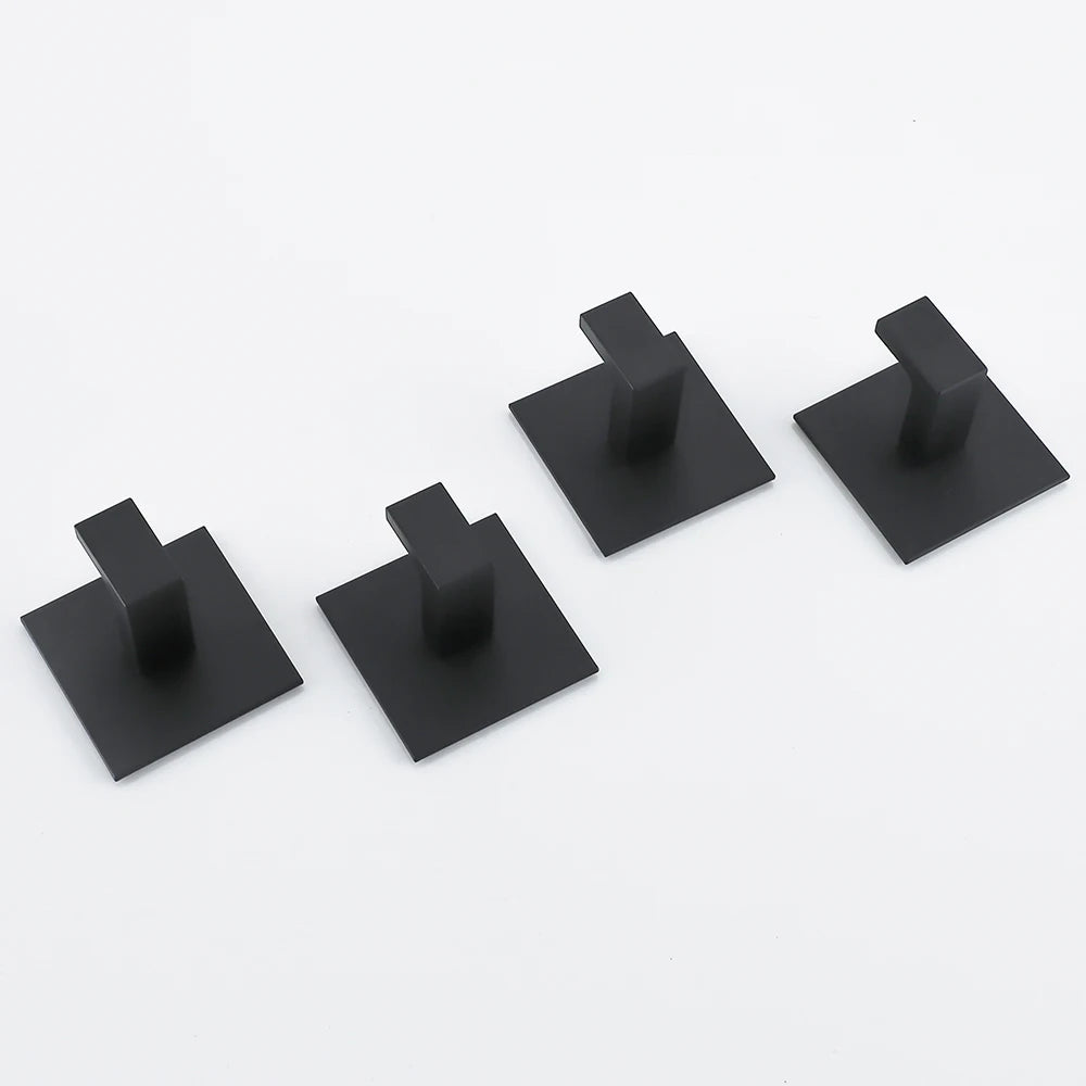 Adhesive Wall Hooks – Heavy Duty Black Hangers for Bathroom and Kitchen