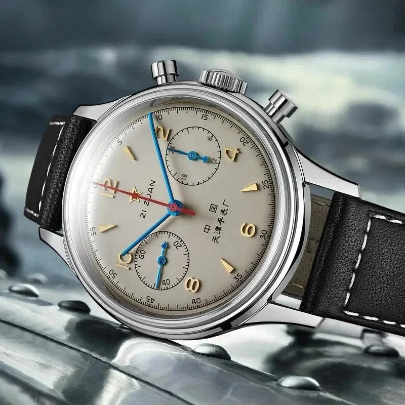 Vintage Pilot Chronograph – 42mm Automatic Waterproof Watch for Men