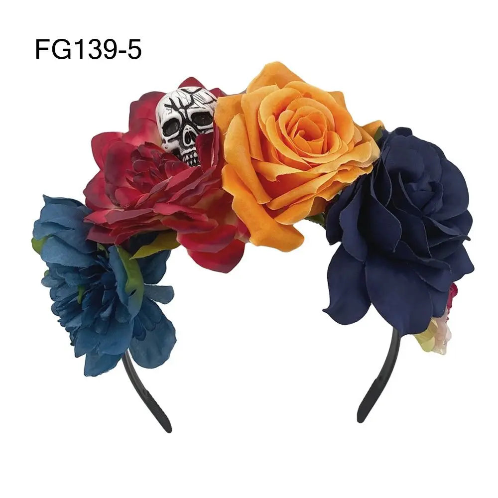 Mexican Rose Flower Crown – Boho Floral Headpiece for Halloween Party Wedding