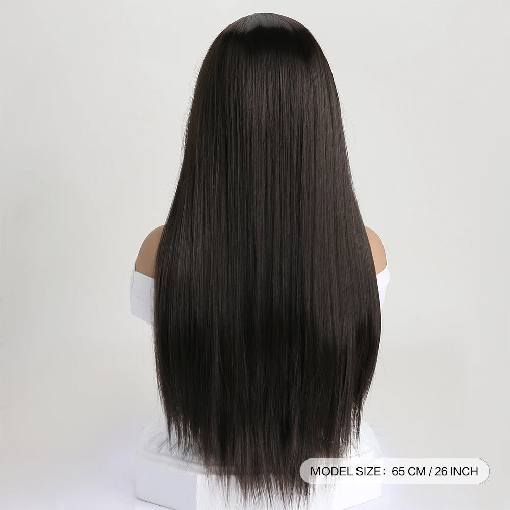 Long Straight Synthetic Wig – 26-Inch Colored Hair for Cosplay Halloween