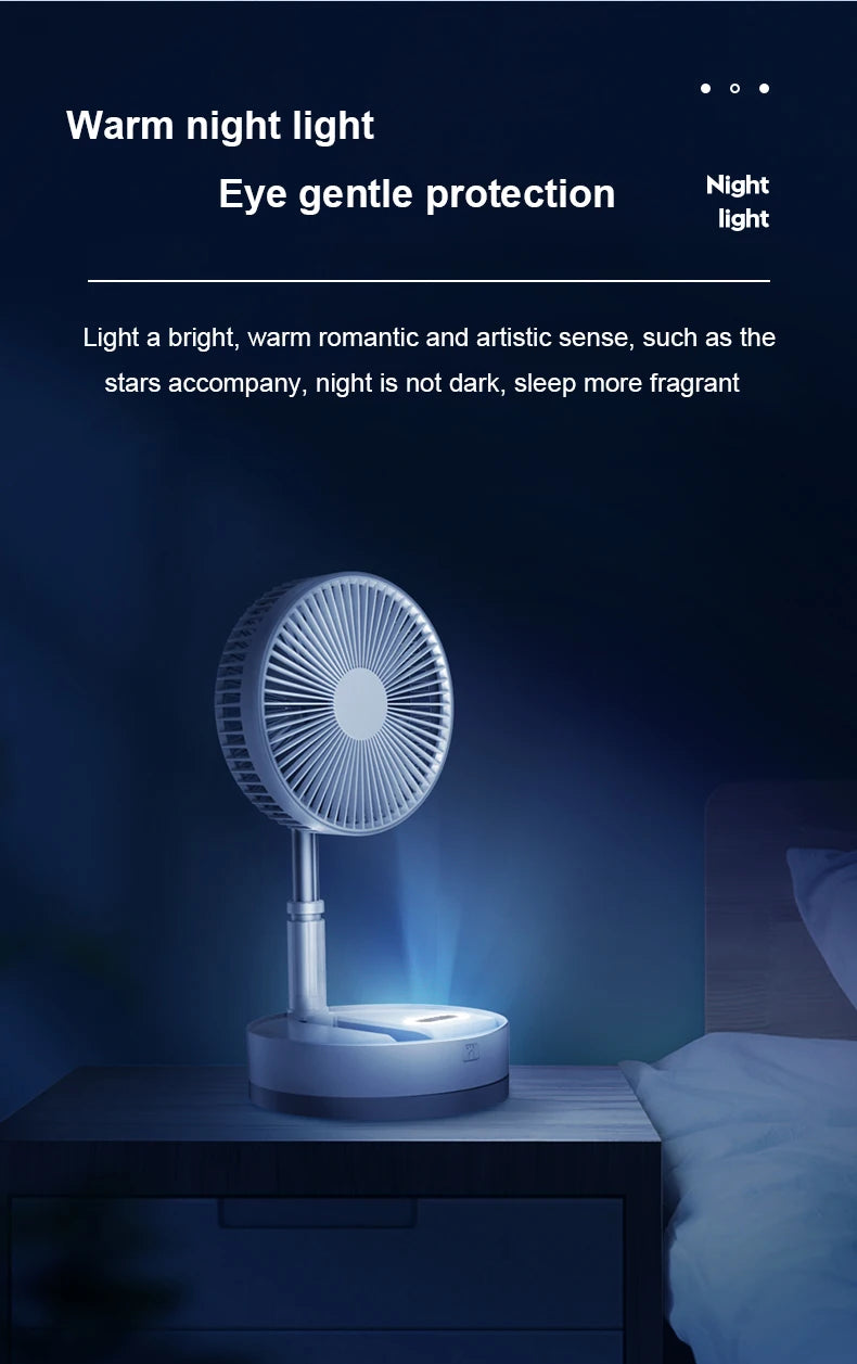 Folding Portable Desk Fan – 10800mAh Rechargeable Air Cooler for Camping