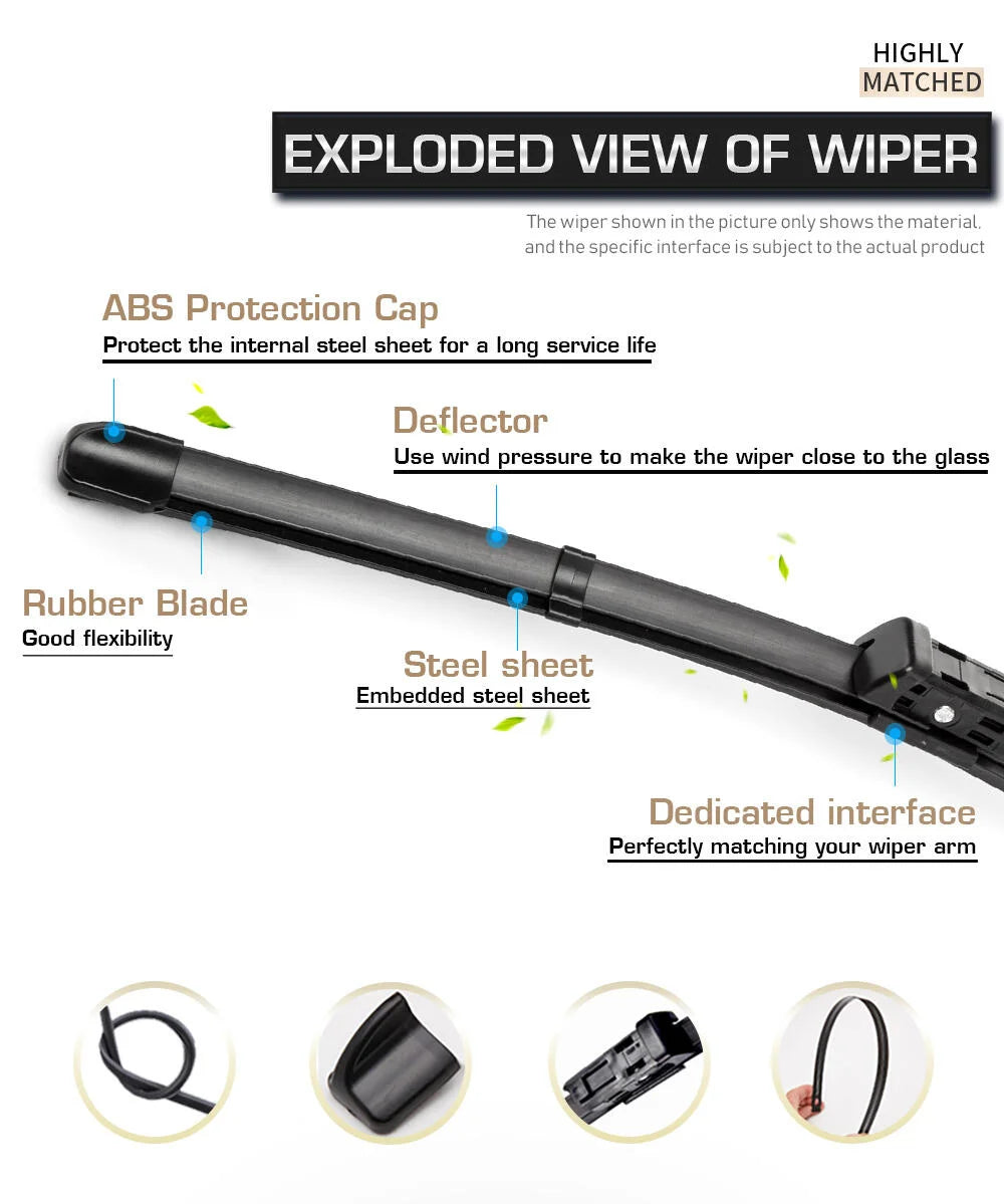 Front Wiper Blades – 26" and 23" Set for Honda Civic 8 European Hatchback