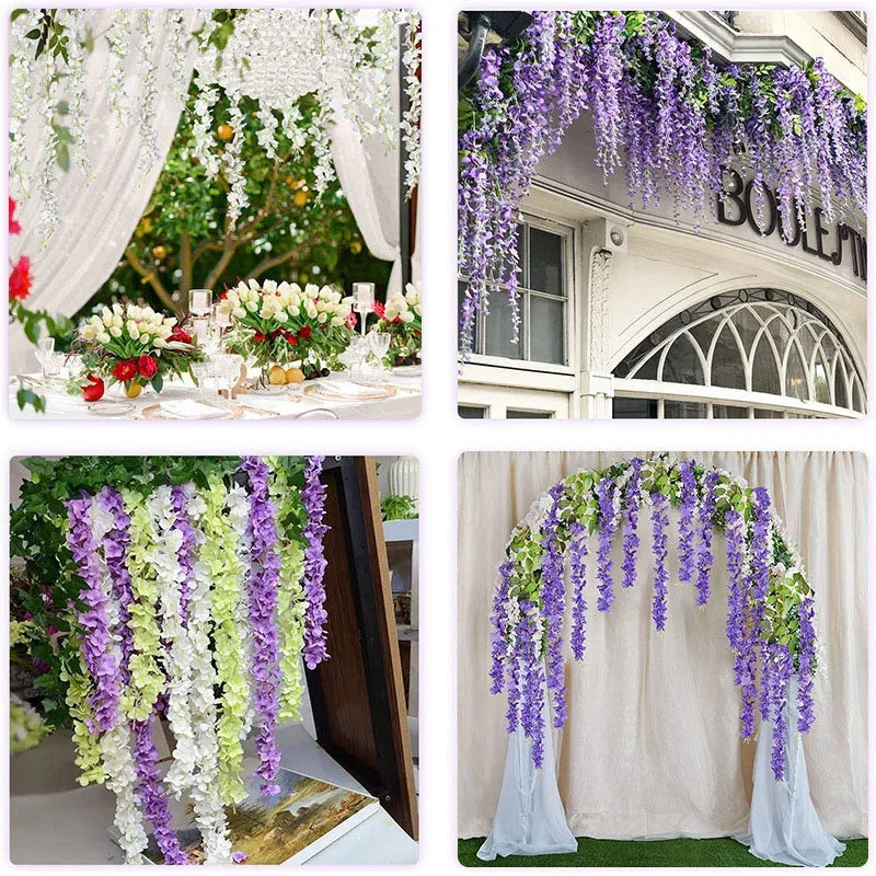 Silk Wisteria Hanging Vines – 110cm Artificial Flower Garland for Wedding Decor