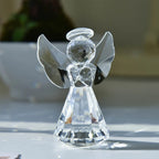 Clear Crystal Angel Statue – Decorative Glass Figurine for Home Decor Gift