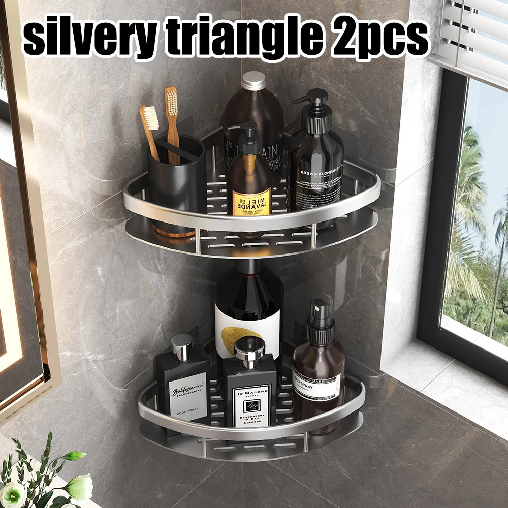 Adhesive Corner Shower Shelf – No Drill Wall Storage for Bathroom Organization