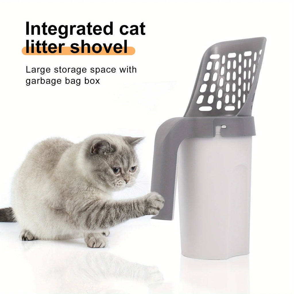 Cat Litter Scoop with Waste Bin – Portable Plastic Shovel for Easy Cleaning