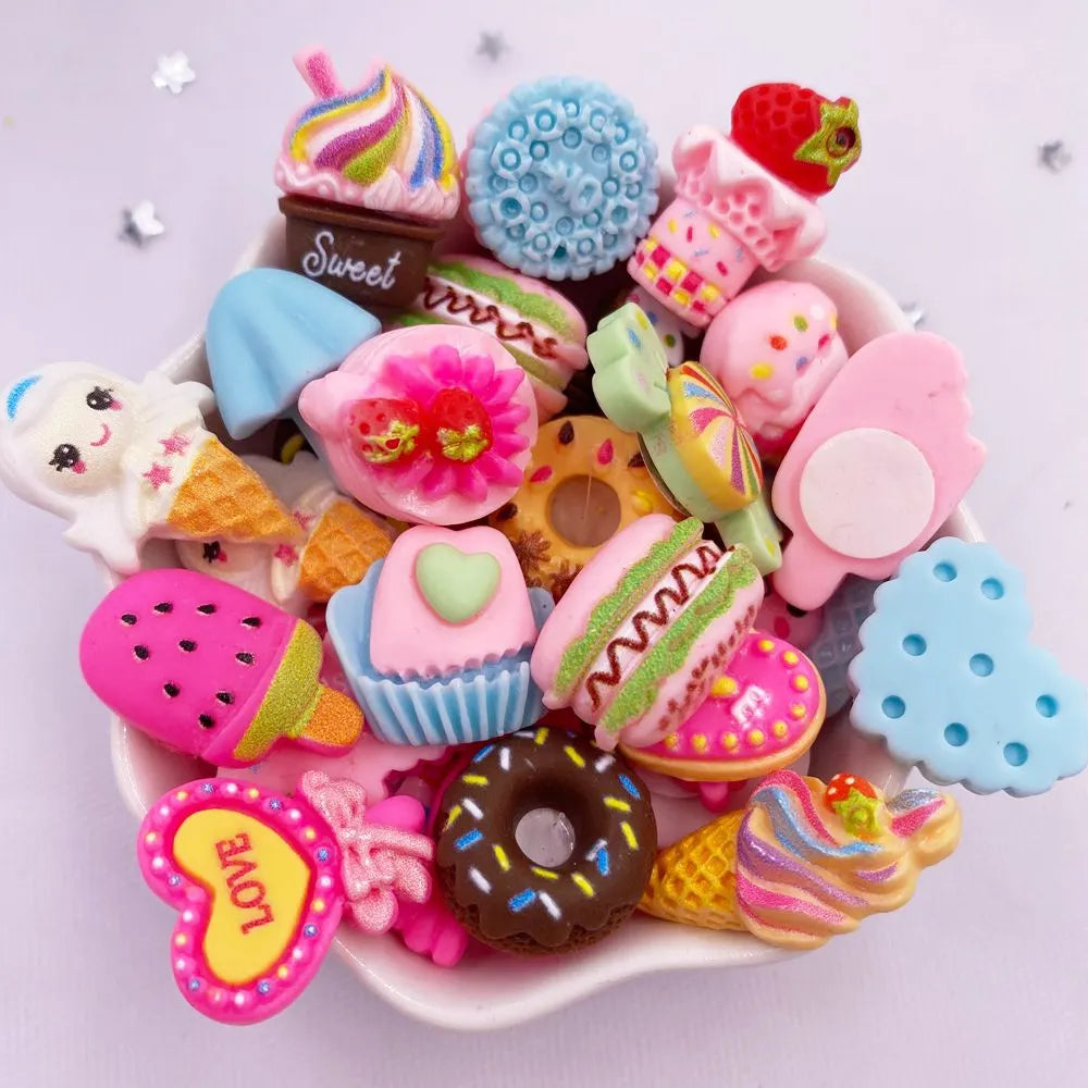 Kawaii Resin Food Flatbacks – Colorful Miniature Charms for DIY Craft Projects
