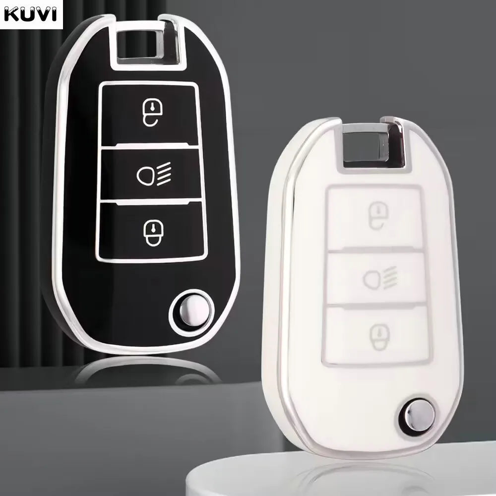 TPU Car Flip Key Case – Protective Shell for Peugeot and Citroen Accessories