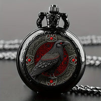 Clever Crow Pocket Watch – Vintage Quartz Necklace for Kids Gift