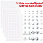 Fake Body Piercing Set – Adhesive Studs for Nose Lips and Eyebrows