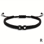 Initial Heart Braided Bracelet – Adjustable A-Z Friendship Jewelry for Gifts
