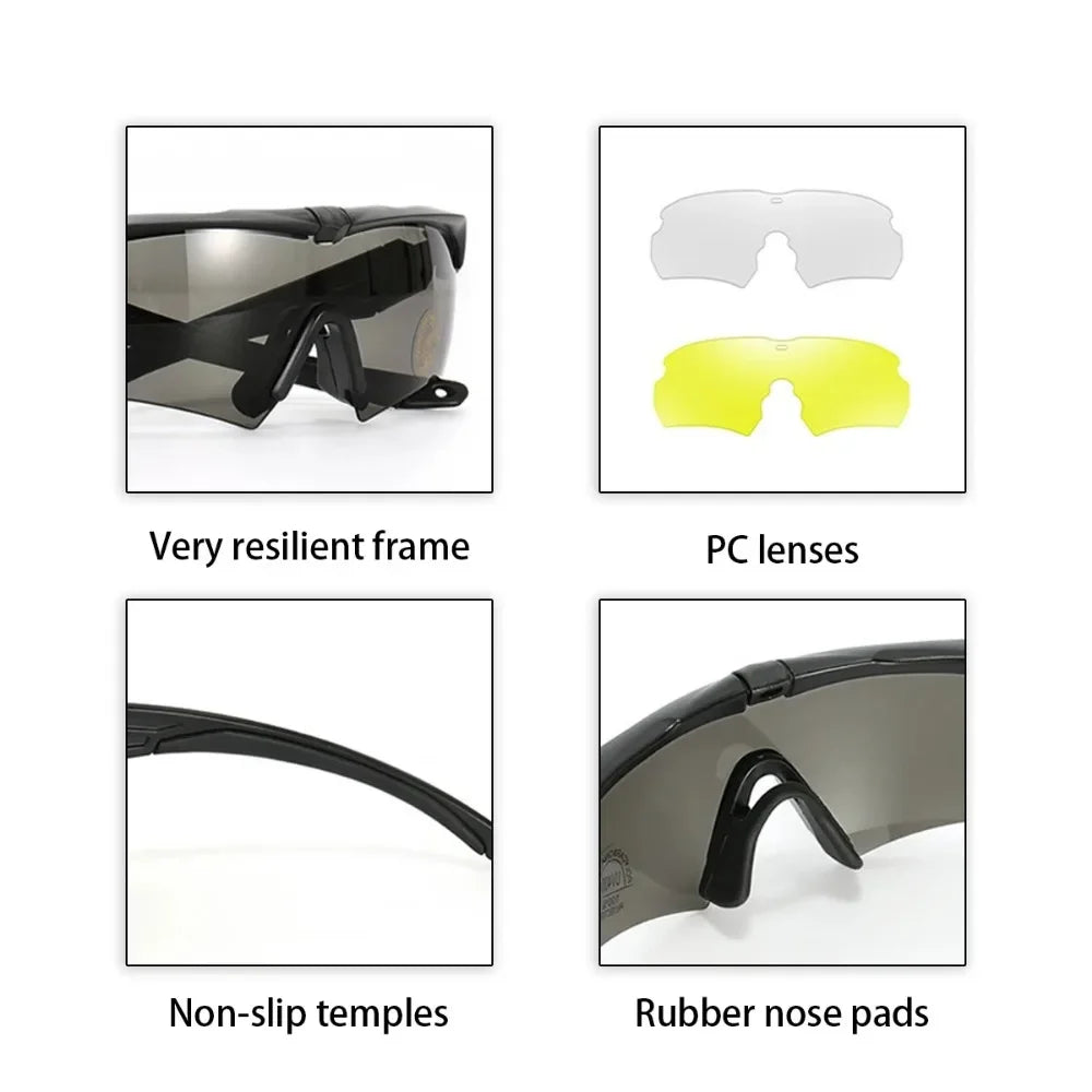 Tactical Shooting Goggles – 3 Interchangeable Lens Set for Airsoft and Outdoor