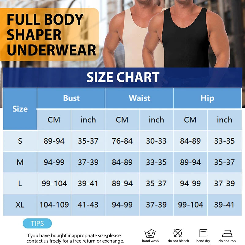 Men Full Body Shapewear – Compression Bodysuit for Tummy Control
