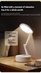 Foldable LED Desk Lamp – Rechargeable USB Reading Light for Home Office