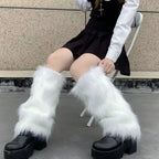 Faux Fur Leg Warmers – Lolita Harajuku Style Boot Covers for Winter Cosplay