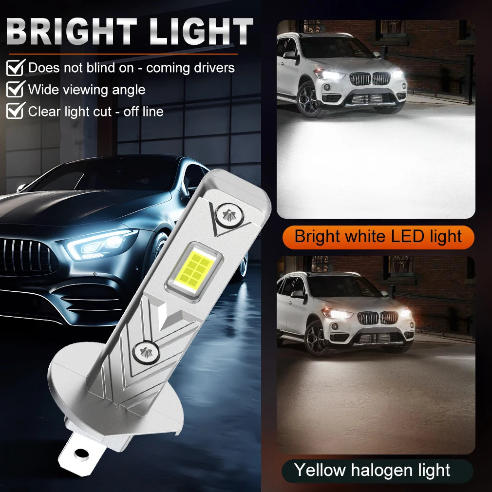 H1 LED Headlight Bulbs – 150W High Power Fog Lamps for Automotive Driving