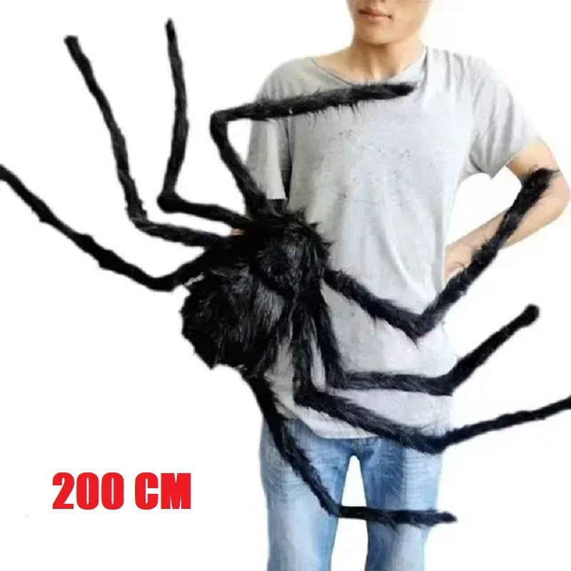Giant Plush Spider Decoration – 30-200cm Horror Prop for Halloween Party
