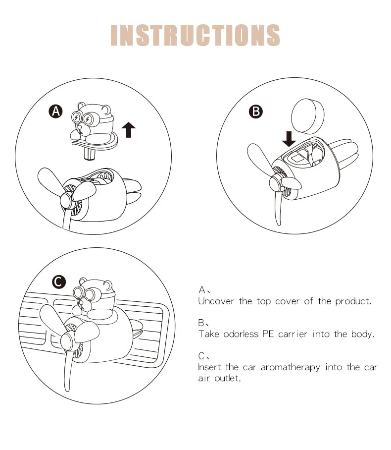Pilot Bear Car Air Freshener – Cartoon Vent Clip for Interior Decoration