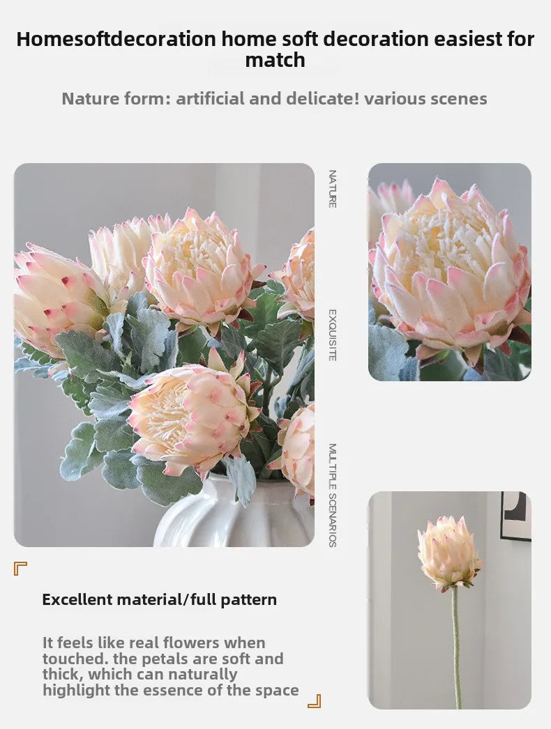 Artificial King Protea Flower – 25 Inch Faux Botanical for Home Wedding Decor