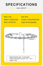 Stainless Steel Rope Chain Bracelet – Unisex Twisted Link Jewelry for Gift