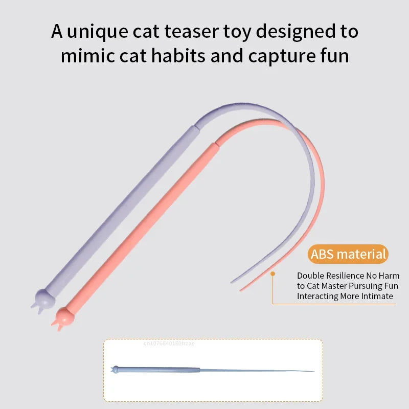 Silicone Mouse Tail Cat Toy – Interactive Teaser Wand for Kitten Hunting