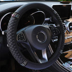 Diamond-Studded Leather Steering Wheel Cover – 38cm Grip for Car Interior