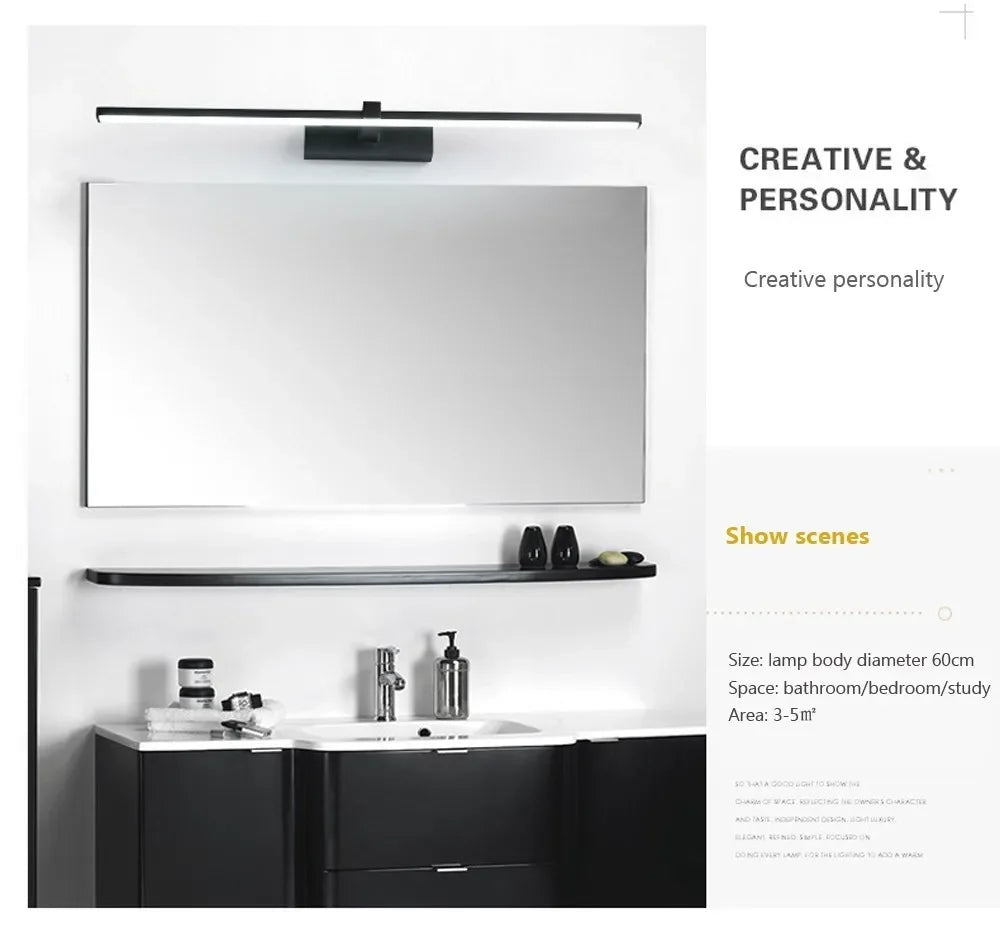 Modern LED Wall Mirror Light – Waterproof Bathroom Vanity Lamp for Makeup