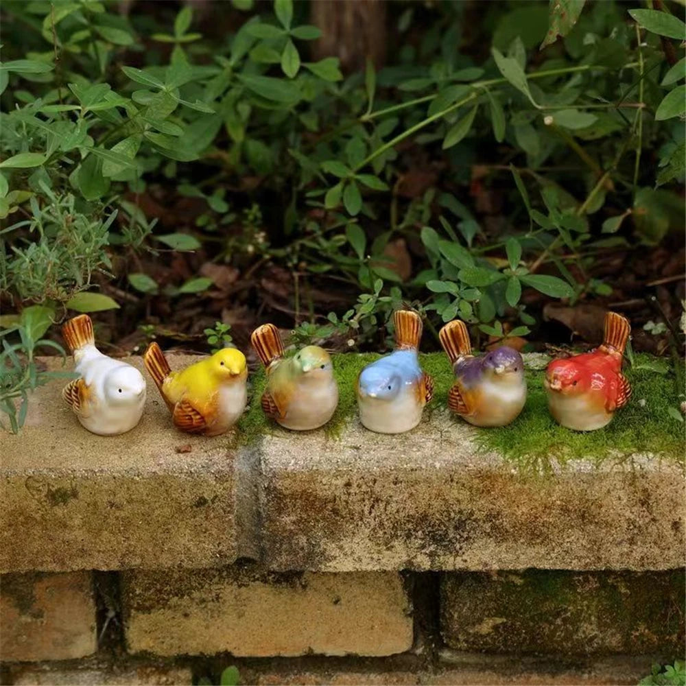 Ceramic Bird Figurines – Porcelain Magpie Sparrow Set for Home Decor