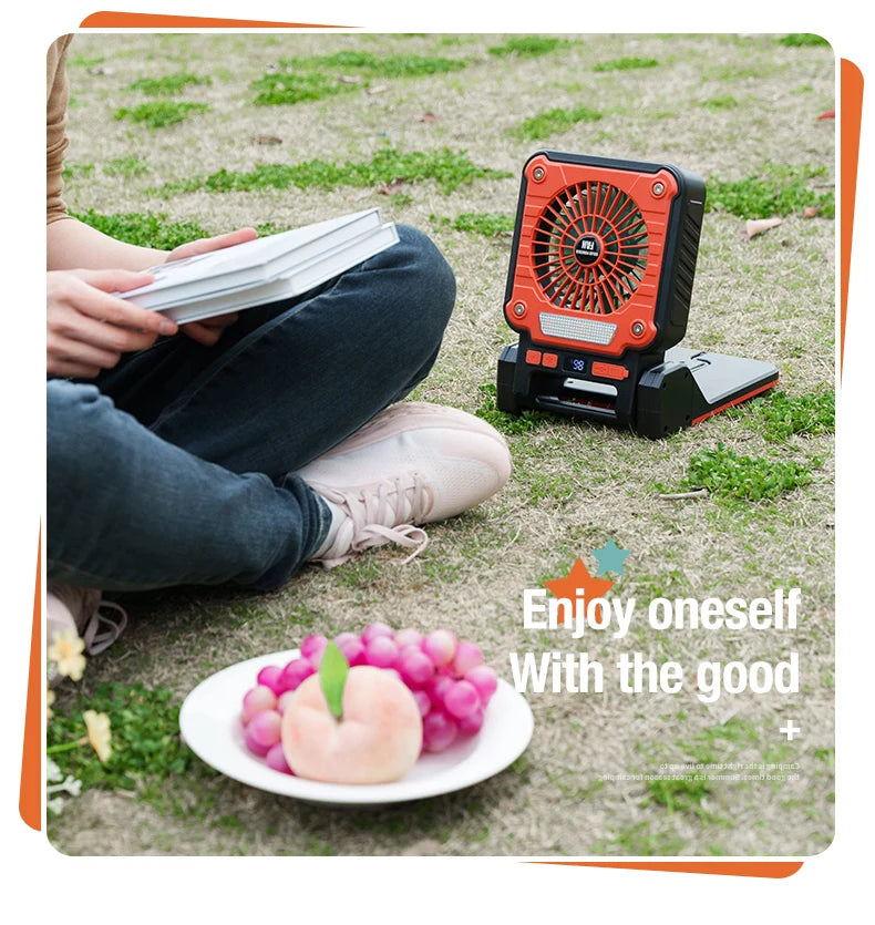 Portable LED Camping Fan – Solar USB Powered for Outdoor Tents