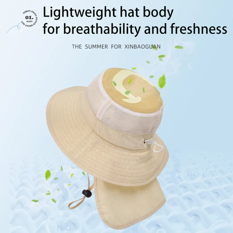 Kids Sunshade Fishing Hat – Breathable Wide Brim Shawl for Outdoor Summer