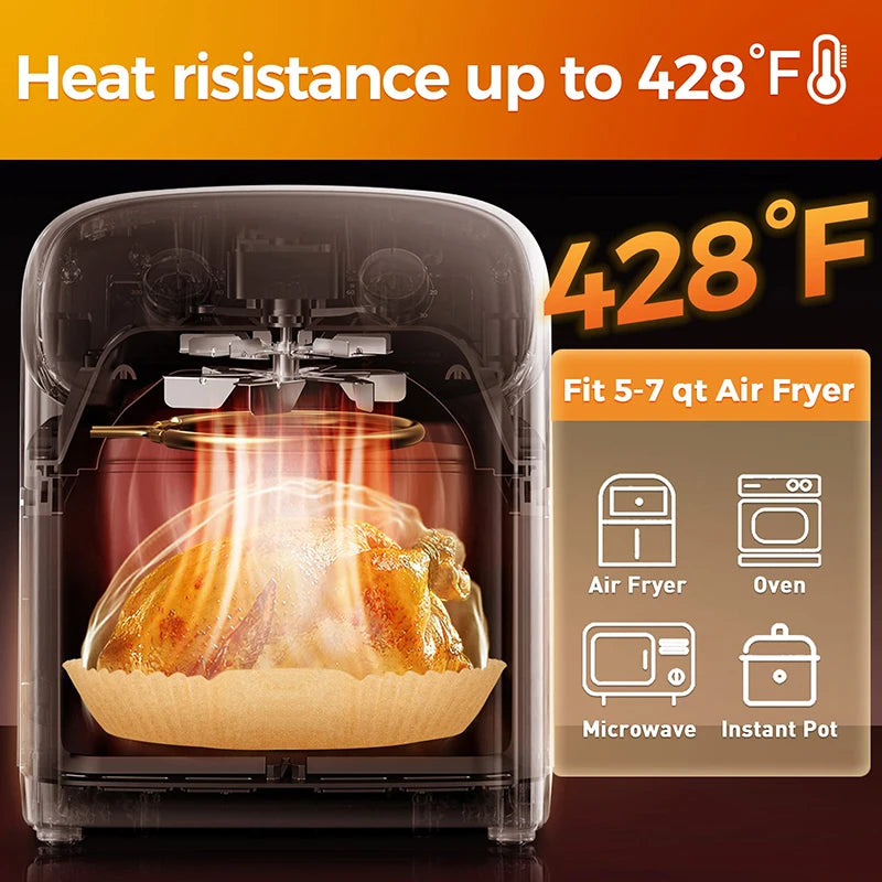 Disposable Air Fryer Parchment Liners – 9 Inch Nonstick Paper for Baking