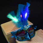 LED Feather Masquerade Mask – Glowing Venice Carnival Cosplay Costume