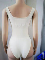 Ribbed Tummy Control Jumpsuit – Open Crotch Shapewear for Daily Compression
