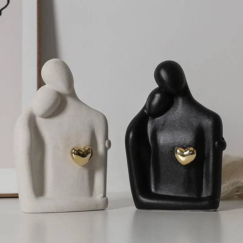 Couple Figurine Statue – Romantic Sculpture for Home Bookshelf Decor
