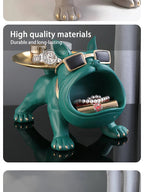 Bulldog Key Storage Tray – Decorative Resin Figurine for Entryway Decor