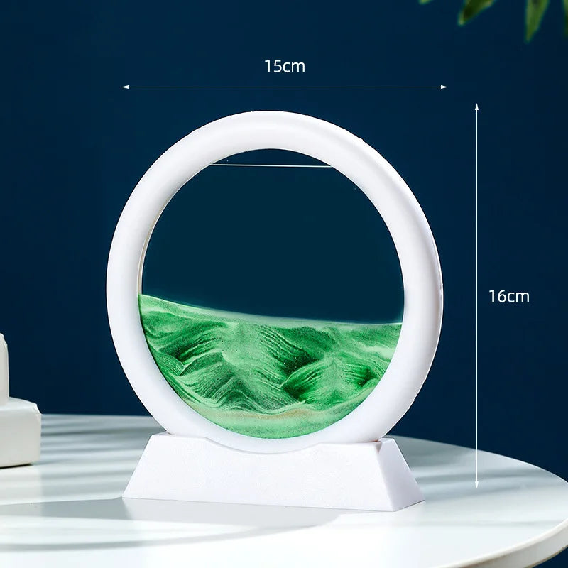 3D Moving Sand Art Frame – Dynamic Liquid Hourglass for Office Home Decor