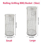Stainless Steel Rolling Grill Basket – Cylindrical Mesh Rack for BBQ Camping