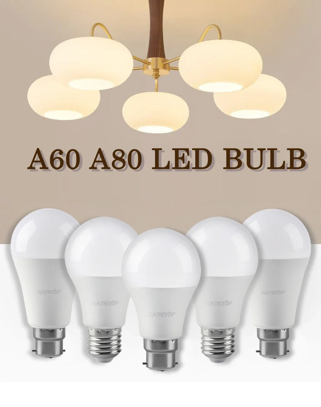 Energy Saving LED Light Bulb – A60 A80 E27 B22 Lamp for Home Lighting